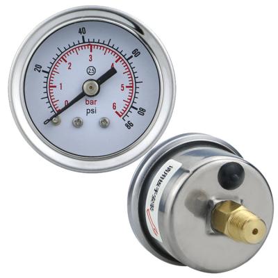 China 40mm Hydraulic Flow Pressure Test Stainless Steel Housing 16 Bar Oil Pressure Gauge M10*1 for sale