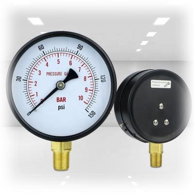 China 100mm Iron Shell Water Pressure Manometer 10 Bar Gas Hydraulic Manometer Pressure Gauge for sale