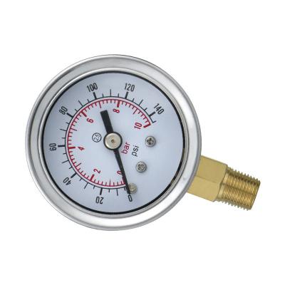 China 10 Bar Pressure Meter Stainless Steel Housing Liquid Gas General Vacuum Pressure Gauge for sale