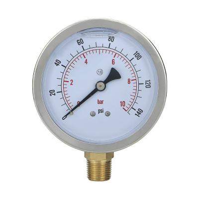 China 100mm NPT1/2 Brass Connection Pressure Gauge with Stainless Steel Housing OEM Support for sale