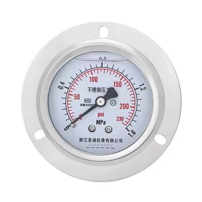 China 1.6mpa Schokbestendig Axial Flange Edge 60mm Manometer 2,5% Precise Pressometer Gauge Te koop