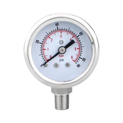 China Nominale diameter 40 mm Glycerine gevulde drukmeter voor aardgastransmissie Te koop