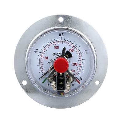 China 100 mm Axial Back Connected Pressure Gauge met 1,6% nauwkeurigheid en elektrische contacten Te koop