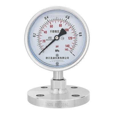 China 304 Stainless Steel Diaphragm Seal Gas Manometer Gauge DN25 Flange Type Pressure Gauge for sale