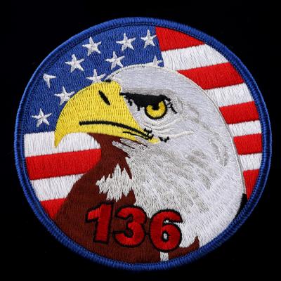 China custom embroidery 3D Eagle With USA Flag Patch Full Iron Logo Iron Patch for sale