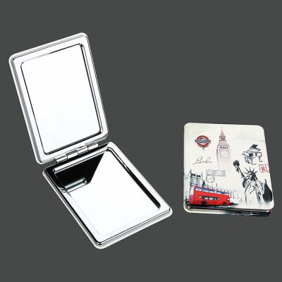 China Pocket Magnifying Professional Personalized Square Touch Up PU Mirror Outdoor Portable Square Mini Hand Mirror for sale