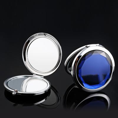 China Fashion High Quality Durable Colorfu Around Crystal Durable Compact Mini Round Mirror for sale