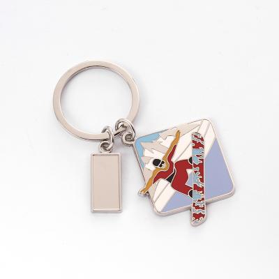 China Promotion Gift Custom Ski Design Logo Zinc Alloy High Quality Exquisite Metal Hard Enamel Key Chain for sale