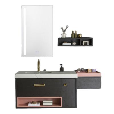 China 2020 Modern Luxury Black Waterproof Bathroom Vanity LED Wall Mounted Single Mirror Cabinet for sale