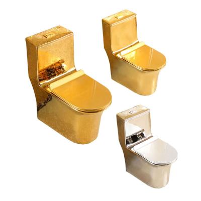 China Gold European Elegant Luxury Toilet Strap Water Saving Toilet Seat Concealed Floor Standing One-Piece WC Toilet Tank Design for sale