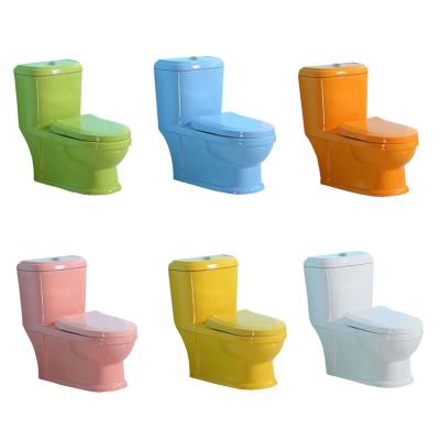 China Double-Flow Modern Colorful Sanitary Ware Ceramic Kids One Piece Toilet for sale