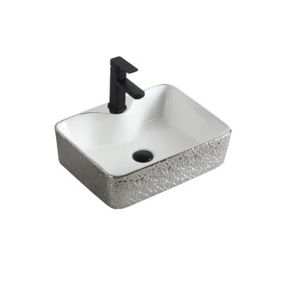 China Silver Color Basin Bathroom Sink Basin Porcelain Bathroom Sinks Rectangular for sale