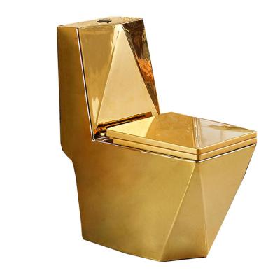 China Double-Flow Gold Plated Toilet Western Colors Extended Toilet Seat Best Bathroom Toilet for sale