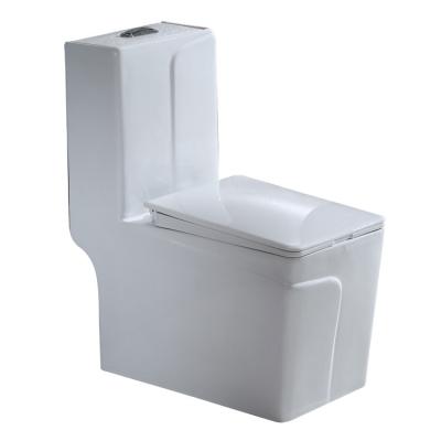 China 2020 Automatic Operation Modern Design One Piece Square Shape Rimless Chinese Toilet Bowl Siphonic Bathroom Toilet for sale