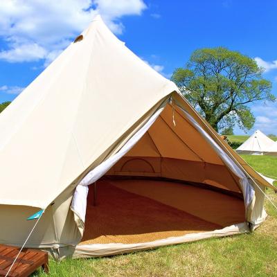 China Straight Bracing Type Waterproof Outdoor Camping Canvas Bell Tent 4m Canvas Bell Tent for sale