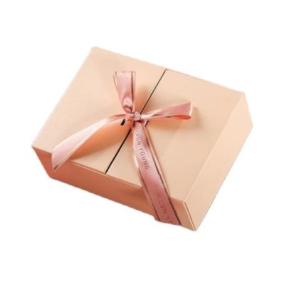 China Luxury invitation card wedding high end cardboard gift box with double open door cosmetic packaging box for sale