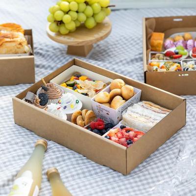 China Big kraft corrugated food box foldable box for picnic food fruit salad dessert sandwich cup cake nuts pack packaging clear for sale