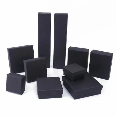 China Black Jewelry Packaging Box  Kraft Paper Ring Earrings Bracelet Necklace Jewelry Box for sale