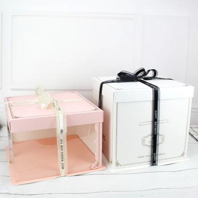 China wholesale price custom 6 8 10 12 14inch packaging bakery transparent plastic takeaway cake box with window for sale