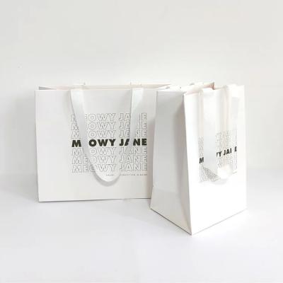 China Custom Paper Bag Printing Logo For Jewelry Shoes Clothes Shopping Gift Packaging With Ribbon Handles for sale