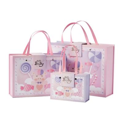 China Custom print logo lovely cartoon party unicorn print handbag gift packaging box luxury gift boxes for sale