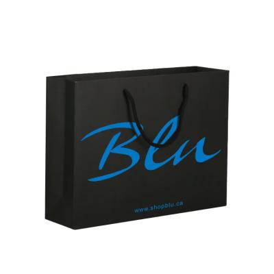 China Customized Logo Clothing Shoes Underwear Shopping Jewelry Packaging Black Packaging Paper Bags for sale