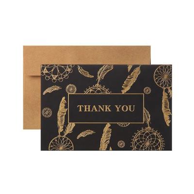 China Custom printing logo stickers letterpress / embossing gold foil folding thank you card for small business for sale