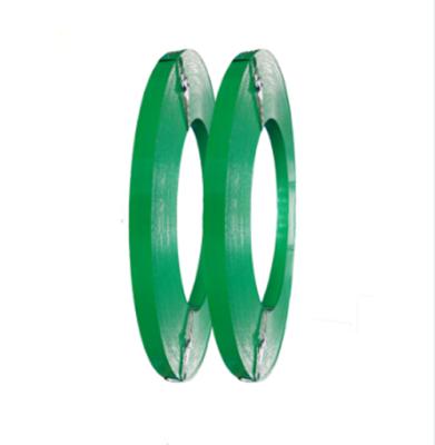 China Manual OEM Astm Packing One Band 653 Green Painted High Tensile Steel Painted Steel Strapping Strap for sale