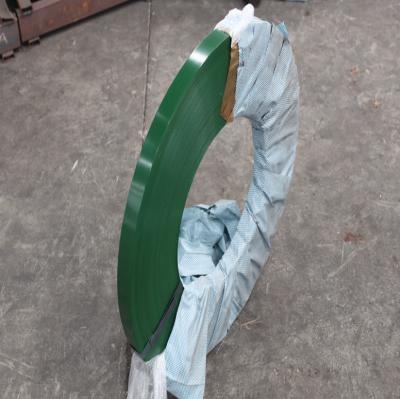 China Manual Wrapping High Strength Green Painted Steel Tape Painting Steel Strapping Strap for sale