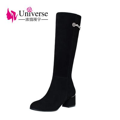 China Genuine Leather Med Heeled Women Winter Boots Universe K225 Breathable Winter Fashion High Knee Big Size for sale