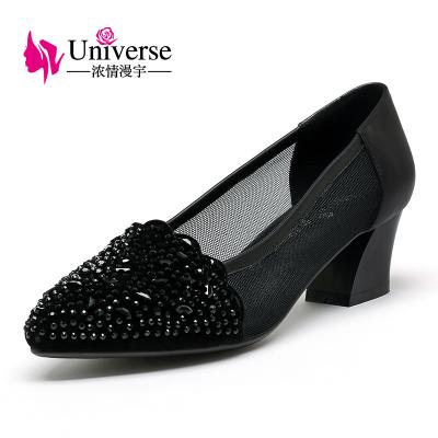 China C042 Universe Crystal Genuine Leather Med Lightweight Women Heeled Elegant Handmade Women Shoes Wholesale for sale