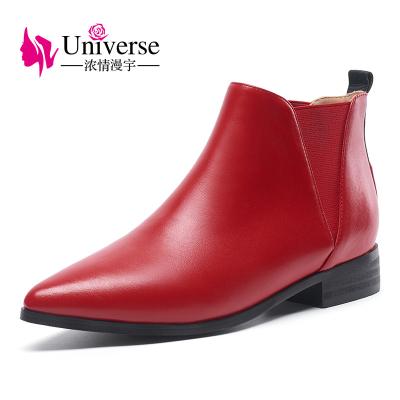 China Other Med G197 Heel Point Toe Women Genuine Leather Chelsea Boots for sale