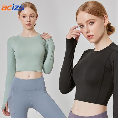 China Breathable Sportswear Womens Breathable Gym Customized Use For Women Fitness Yoga Long Sleeve Tops for sale