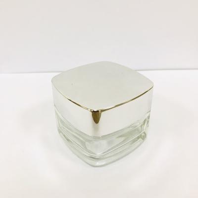 China Stylish Personal Care OEM Customization Logo Printing Square Cream Glass Jar 50ml for sale