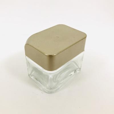 China Stylish Personal Care OEM Customization Logo Printing Square Cream Glass Jar 50ml for sale