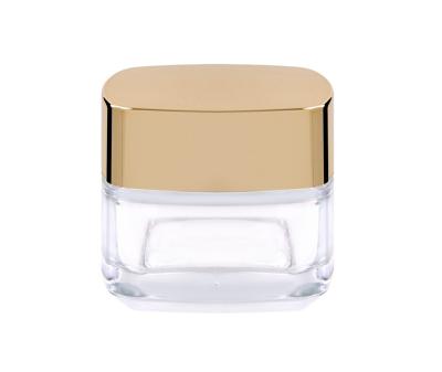 China Personal Care Square Beauty Mask Cosmetic Container Jar 50g Skin Care Cream Glass Packaging for sale