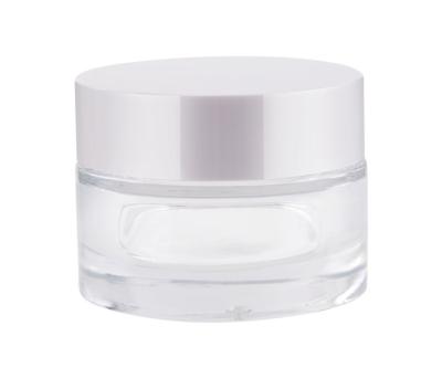 China Personal Care 50ml Luxury Cosmetic Eye Cream Glass Jar With Plastic Cap for sale