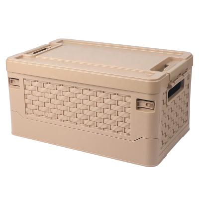 China Amazon Viable Hot Selling Collapsible Storage Bins With Lid Khaki Collapsible Storage Container Storage Box for sale