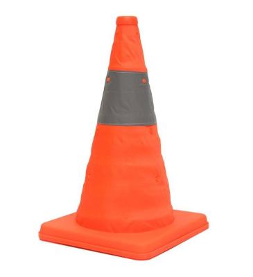 China PP 40cm Folding Traffic Cone With High Reflective Strap Multifunctional Road Safety Collapsible Cone for sale