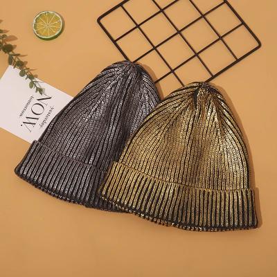 China JOINT high quality fashion wholesale metal printed knitted beanies factory custom hot sale all over logo winter hat for sale