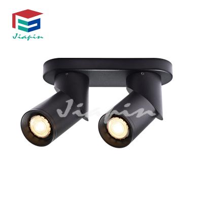 China Interior Ministry of Interior Black Tracklight GU10 LED Ceiling Light Surface Mounted Track Light 360 Degree Global Double Head Track Light for sale