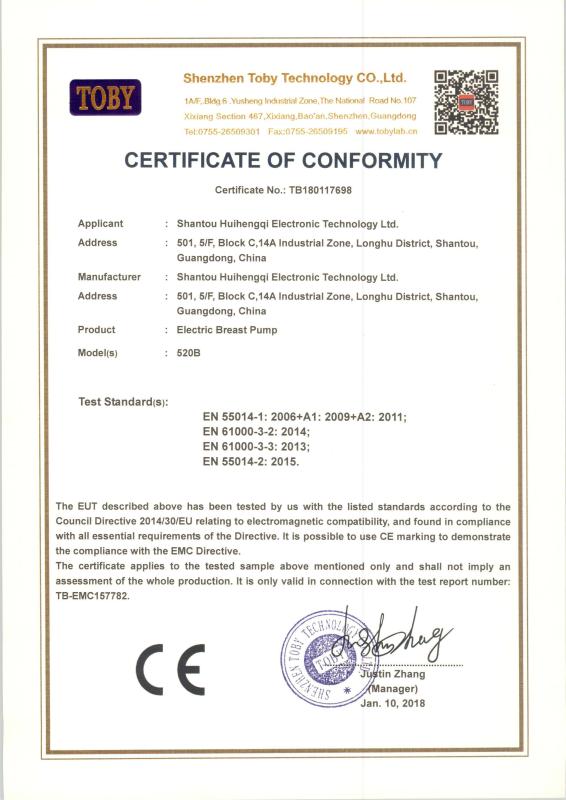 CE - Shantou Huihengqi Electronic Technology Co., Ltd.