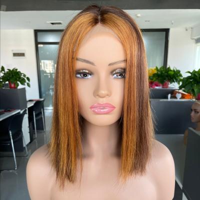 China Body Wave Highlight Straight Lace Front Human Hair Wigs 180% Density Pre Plucked 4*4T Virgin Hair Wigs For Color Women Hot Sale for sale