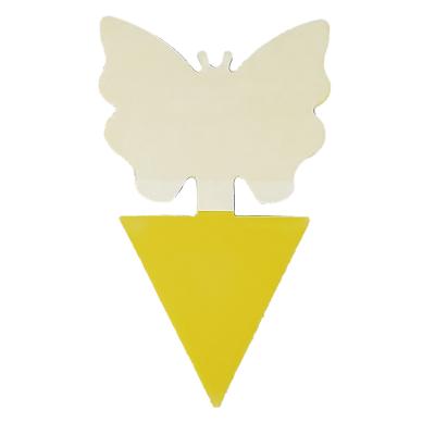 China Yellow Disposable Plastic Fruit Fly Double Sided Butterfly Insect Sticky Flies Stick Board For Plant Flower Pot With Bracket Holder for sale