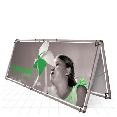 China Outdoor Advertising Display Customized Sablimation Aluminum A Metal Base Frame EZ Tube Vertical Pop Up Banner Stand for sale