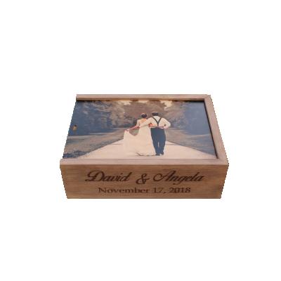 China Africa Wine and Engraved Personalized Letter Box with Custom Photo Print on Wooden Lid for sale