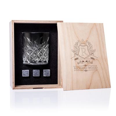 China China Whiskey Glass Set With Whiskey Stones And Personalized Wooden Best Man Gift Big Bourbon Box Gift Whiskey Box for sale