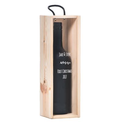 China Hotel and Resort JUNJI Christmas Bottle and Box Personalized Gift Wine Wine Bottle Wooden Box with Lid Acrylic Sliding Unfinished Wood Wooden Box for sale