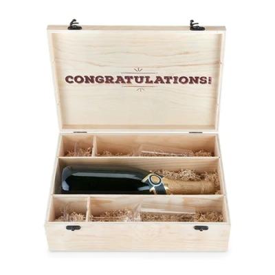 China Hotel and Resort JUNJI Personalized Wooden Champagne Gift Box by String Wooden Wine Champagne Packing Gift Box for sale