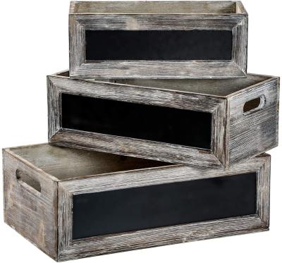 China China Rustic Organization with Chalkboard Front Panel and Cutout Handles Decorative Nesting Wooden Box for Storage Wooden Nesting Crates for sale